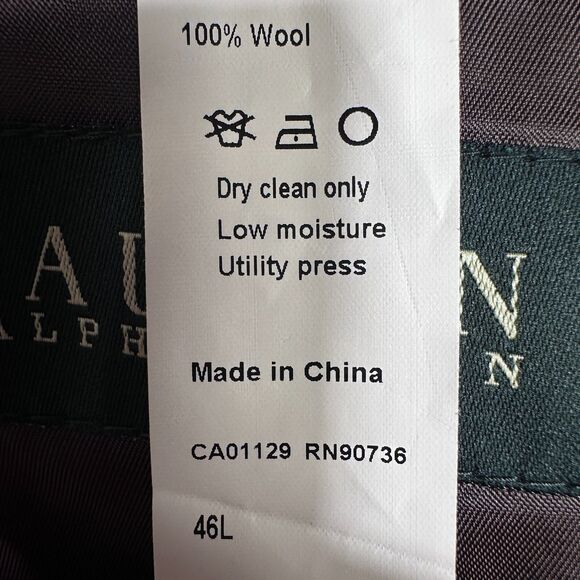 $398 RALPH LAUREN Mens Blazer Sport Coat Two Button Jacket 46L WOOL Brown Suits - Picture 14 of 14